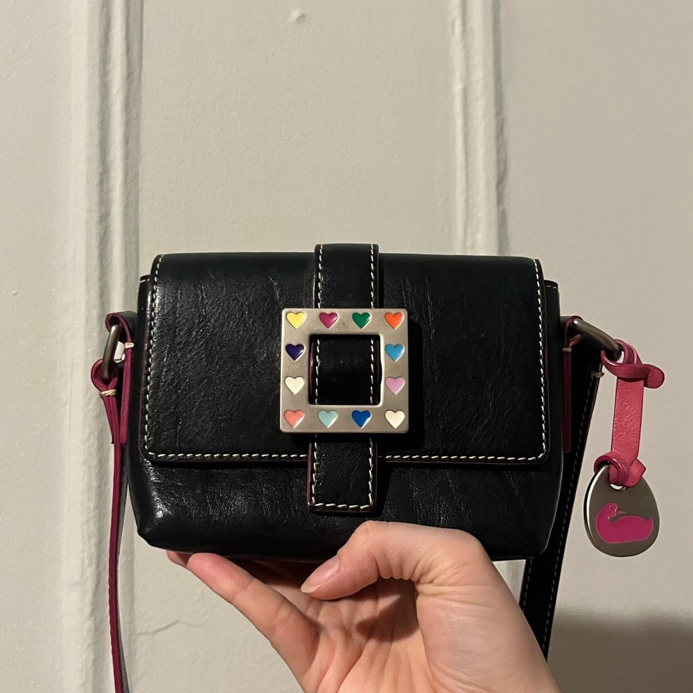 Dooney & Bourke Black Crossbody w/ Heart Buckle